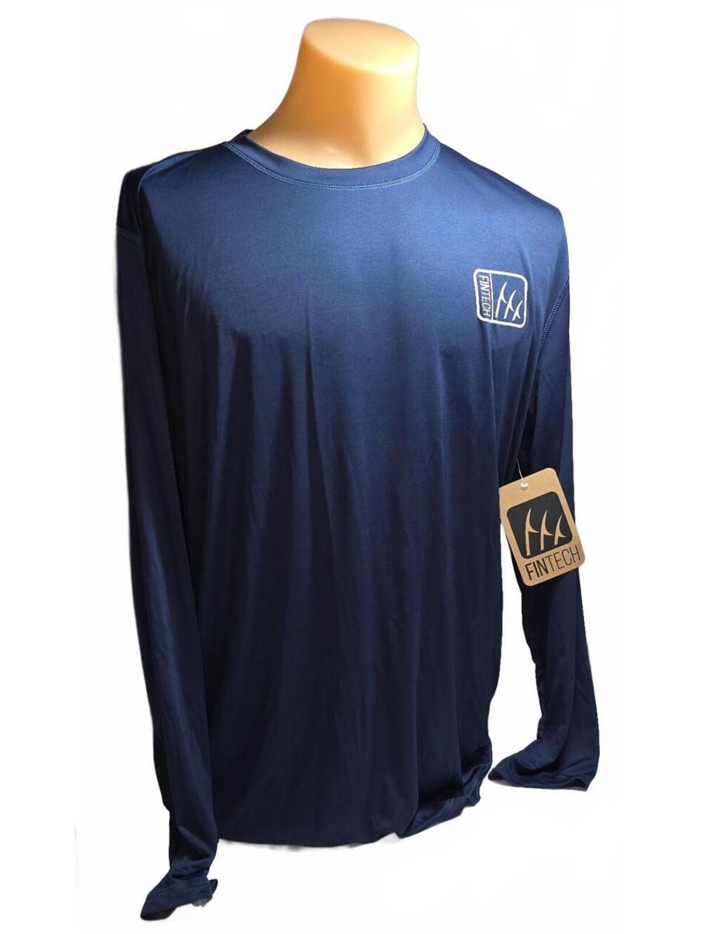 Fintech Men's Long Sleeve Performance Shirt XL Navy Blue 22"pit-2-pit 31"length